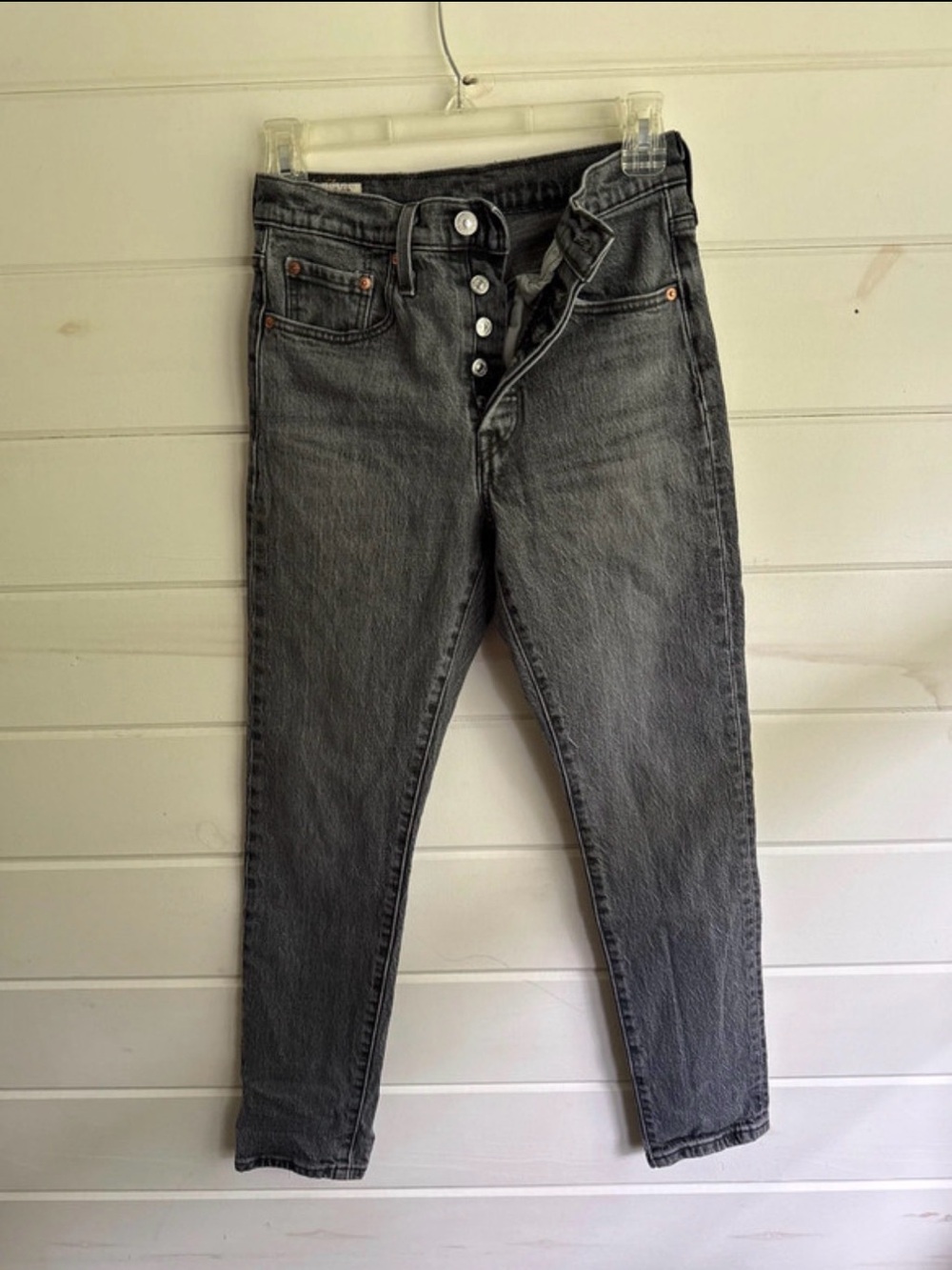 Levi's High-Rise Button-Fly Gray Jeans